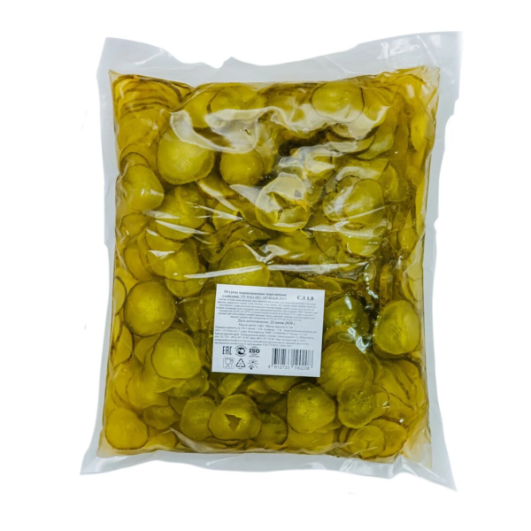 Огурцы маринованные резаные кольцами 1.8 кг / 1 кг