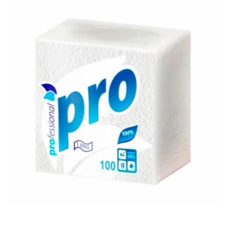 Салфетки бумажные PROTISSUE "Pro" однослойные 24х24 см белые 100 шт