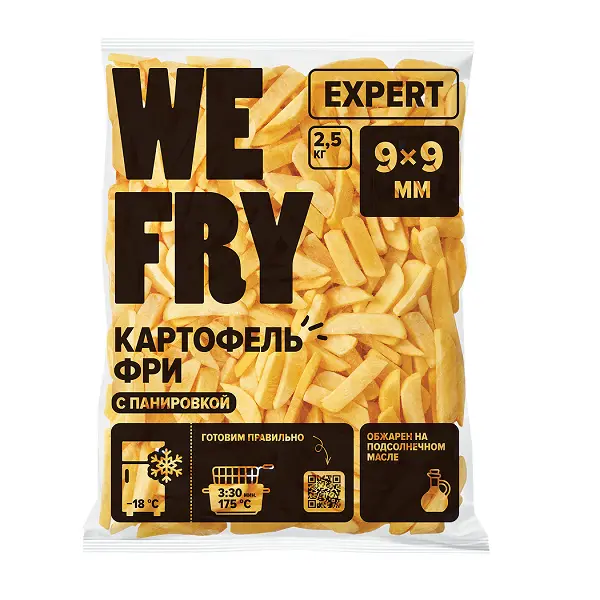 Картофель WE FRY (FMS 9) Expert "Фри" с панировкой 9 х 9 мм 2.5 кг
