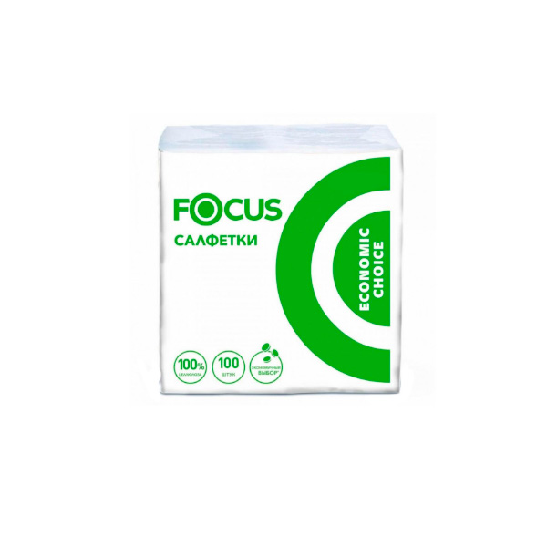 Салфетки FOCUS однослойные белые ЕСО (24 х 20 см) 100 листов